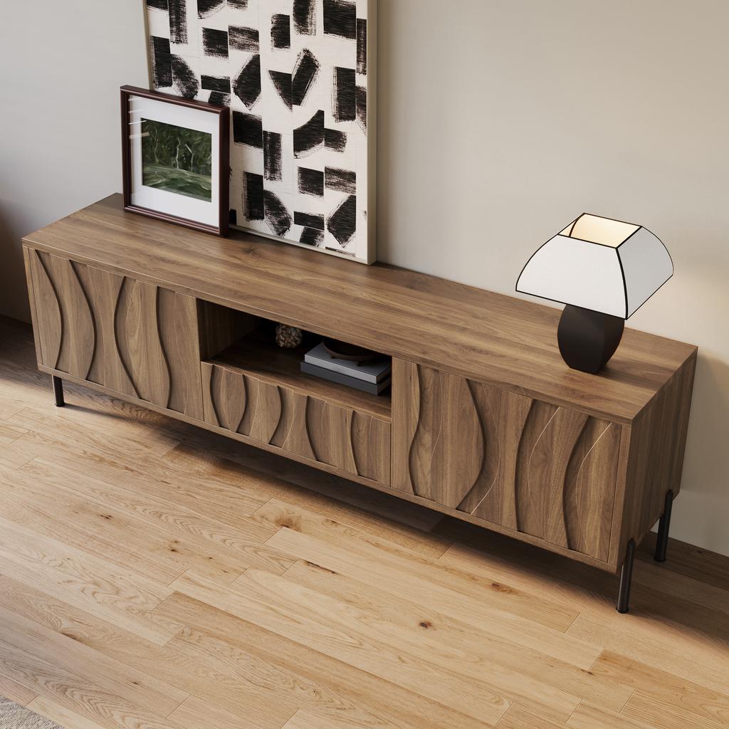 TV Cabinet with Three Doors. Low Cabinet, Living Room Furniture, Dimensions: 160 X 35 X 46 Cm (Length X Width X Height).