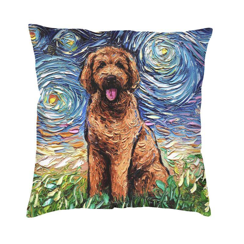 

Звездная ночь абрикос Goldendoodle наволочки украшение для гостиной домашняя собака уличные подушки чехол квадратная наволочка