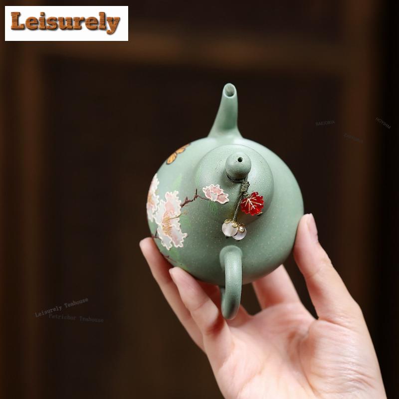 181ml Creative Yixing Purple Clay Teapots Handmade Siting Pot Raw Ore Bean Green Sand Mud Kettle Zisha Tea Set Ornaments Gifts