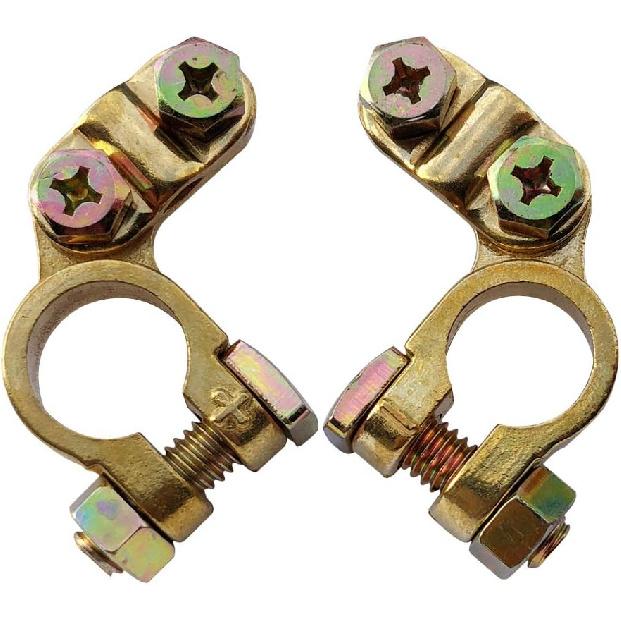 

Ampper Brass Battery Terminal Ends, Top Post Battery Terminals Connector Set for Marine Car Boat RV Vehicles (1 Pair) Screws