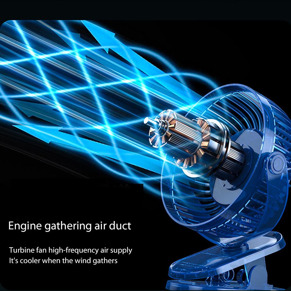 6 Inch Mini Cooling Fan 360 Degrees 4800mAH Battery Operated Fan with Strong Wind with Light with Clip for Travel Outdoor Indoor