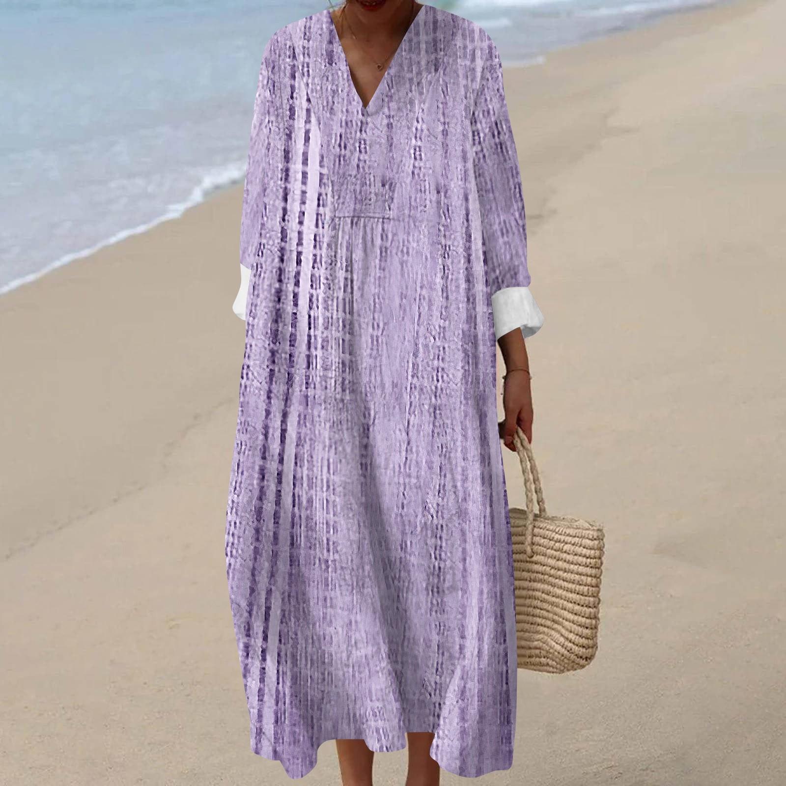 

Женское повседневное модное платье макси с V-образным вырезом и длинными рукавами с цветочным принтом L