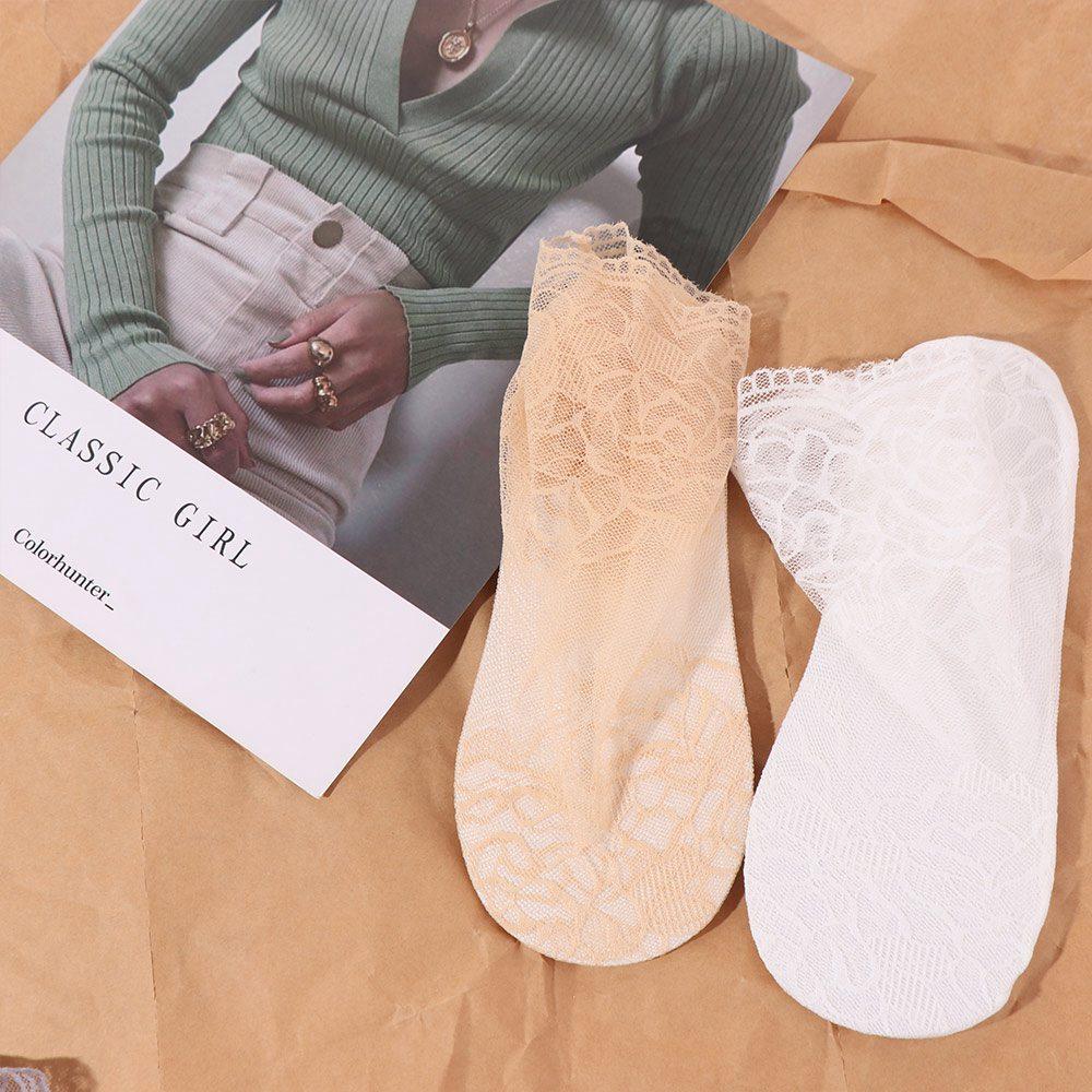 5Pairs Flower Transparent Tulle Socks Thin Tube Socks Women Fashion Mesh Lace Socks  Summer
