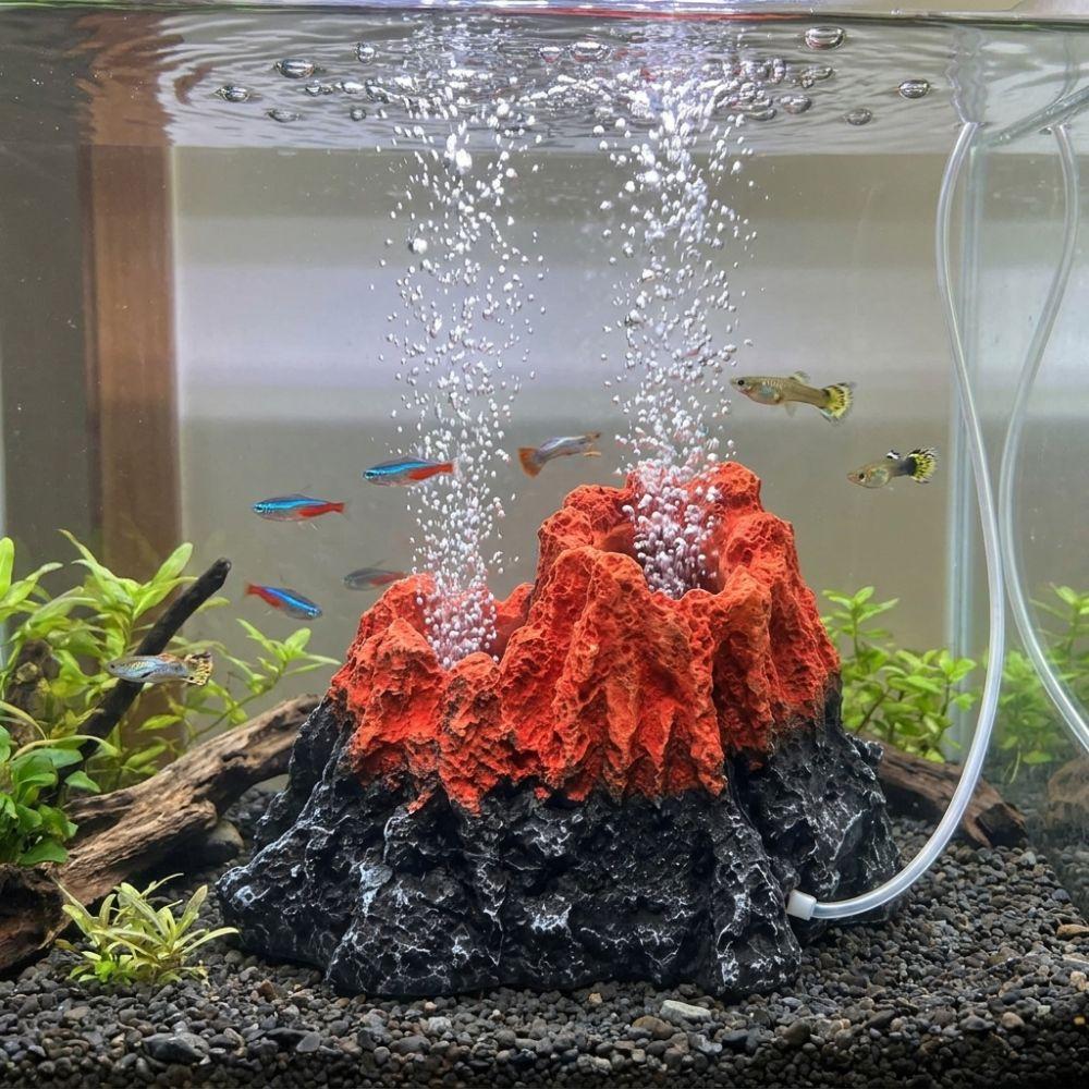 Natural Style Volcano Oxygen Pump Decor Resin Fish Tank Air Pump Volcano Mini Aquarium