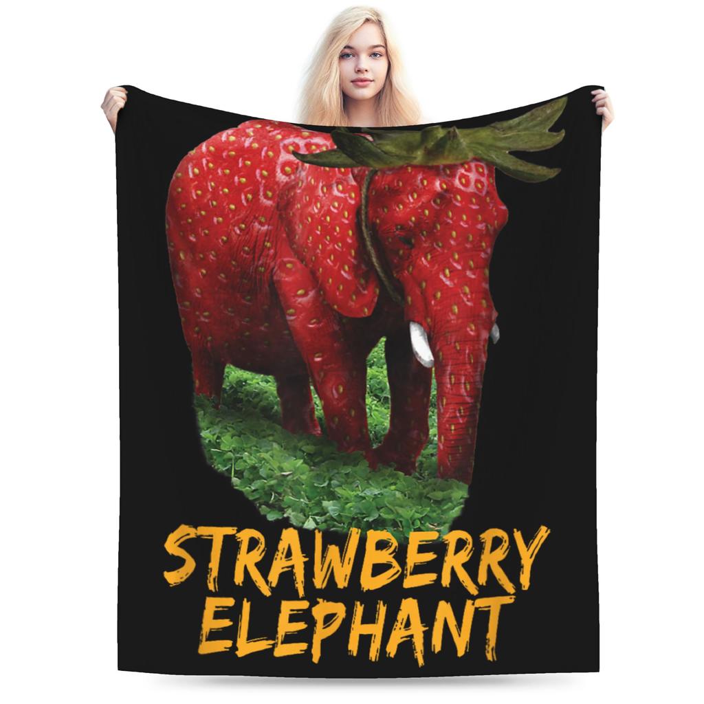 Cartoon strawberry elephant pattern Flannel printed blanket suitable for all seasons suitable for living room office sofa travel