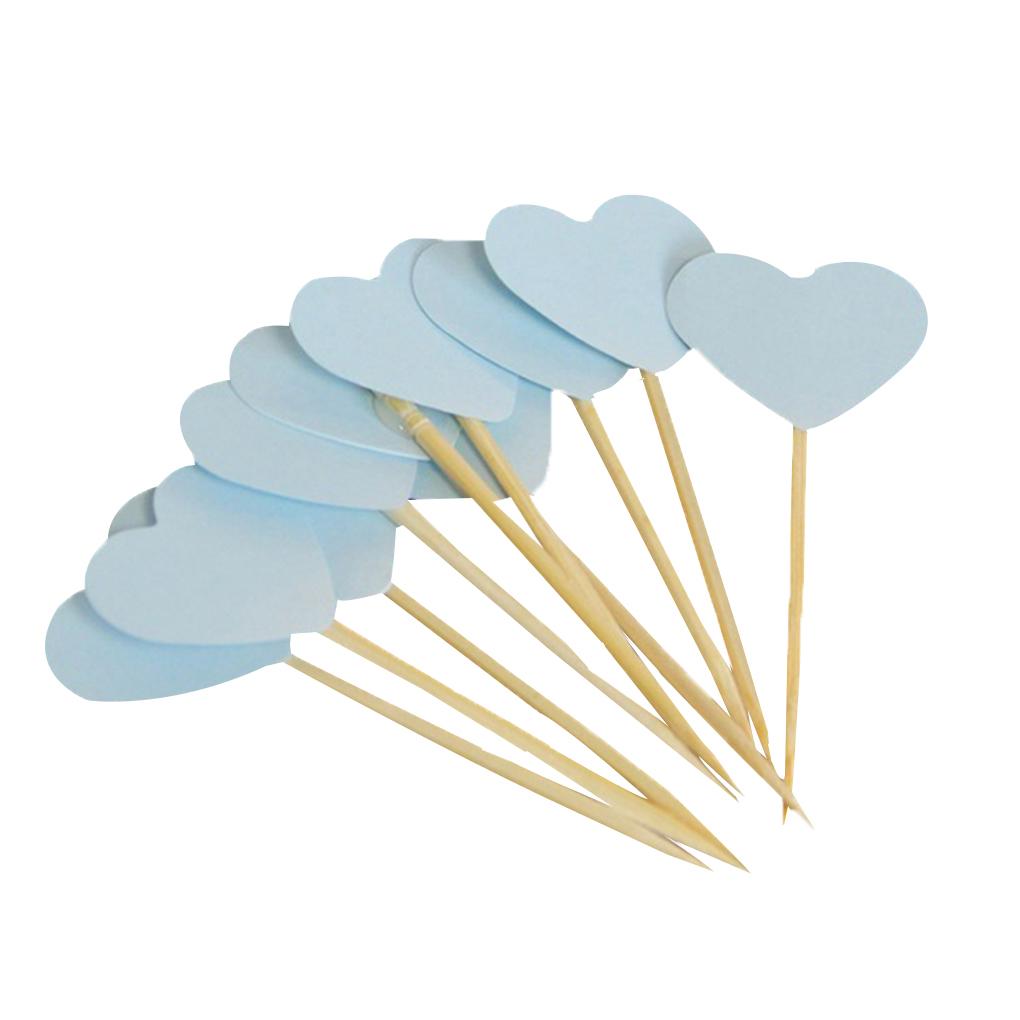 30pcs Bamboo Heart Bead Fruit Cocktail Picks Sticks Toothpick Decorations