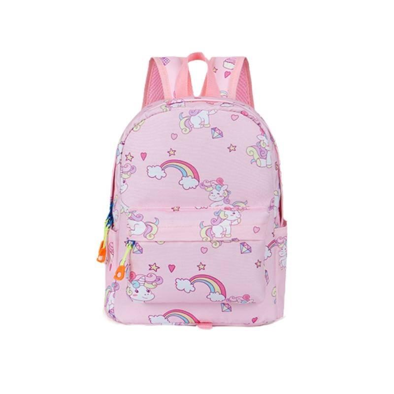 Cross-border Canvas Backpack With Cartoon Print Unicorn Design For Kindergarten Students
