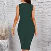 Women Plus Size Crew Neck Sleeveless Midi Dress Bright Ethnic Circular Floral All Over Print Bodycon Dress