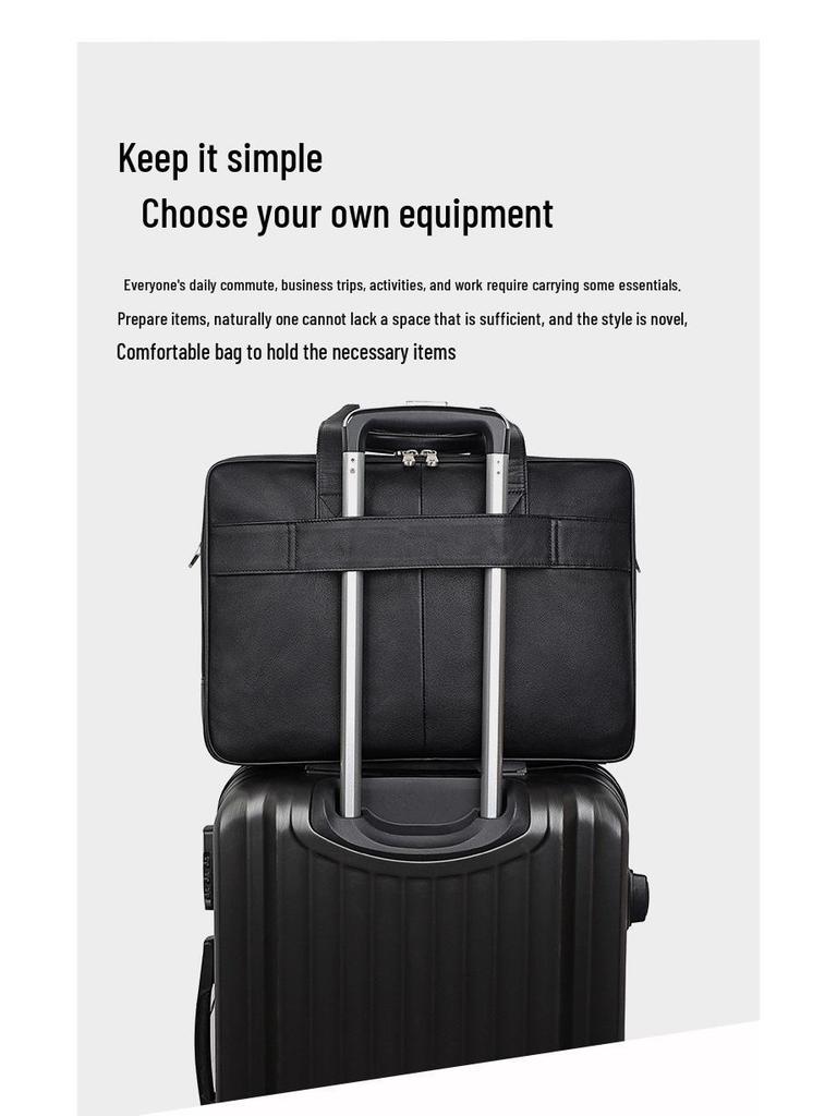 Jiameida Retro Genuine Leather Men's Business Briefcase - Large Capacity Handbag and Laptop Bag