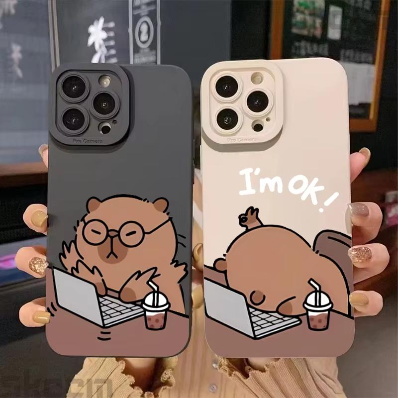 Cartoon Capybara Print Phone Case For iPhone 17 Air 16 e 15 14 13 12 11 Pro Max Plus Mini SE 2020 2022 Shockproof Cover