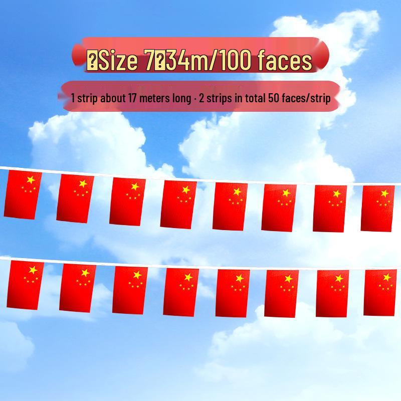 Small Five-Star Red Flag Banner for National Day Decoration