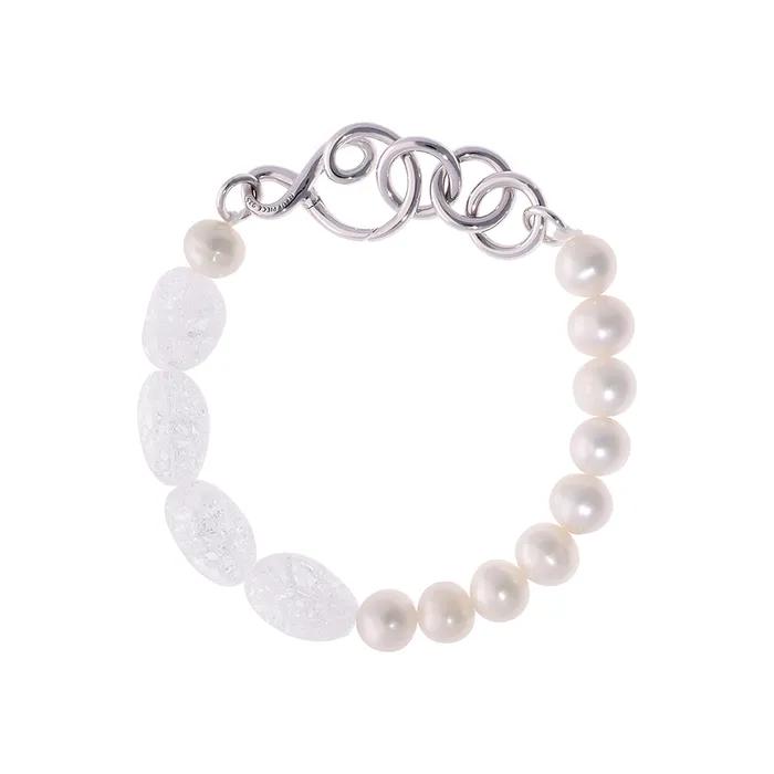 WHITE CRYSTAL QUARTZ CRACK PATTERN BRACELET
