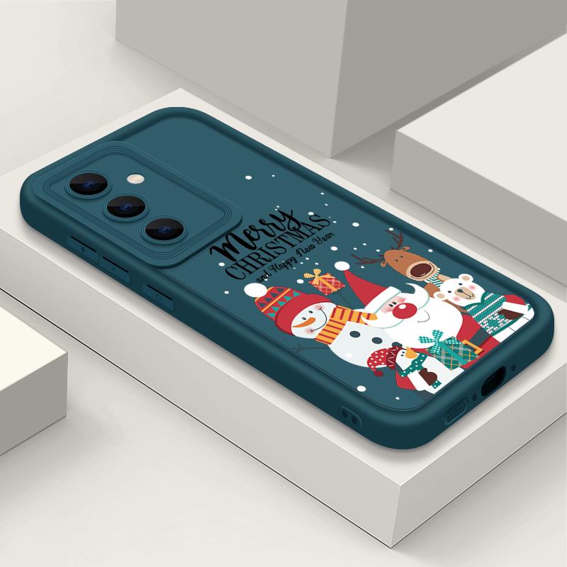 Santa Claus Snowman Print Phone Case For Samsung S24 Ultra S23 S22 S21 Plus S20 FE A55 A35 A54 A53 A52 A34 A14 Christmas Shockproof Soft Phone Cover