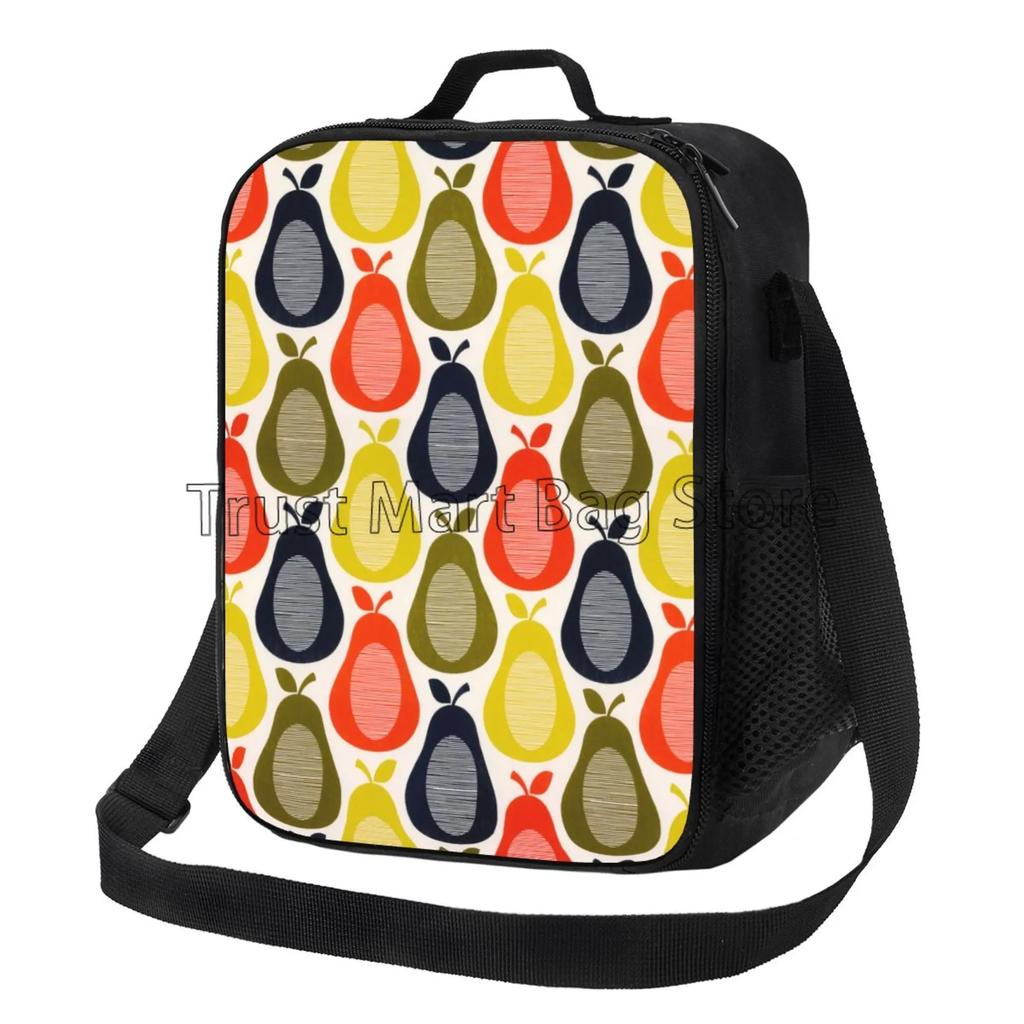Orla Kiely Sac à Lunch Portable Motif Feuilles Colorées Réutilisable Isotherme Fourre-tout Bento avec Sangle Réglable pour Travail Pique-nique Voyage