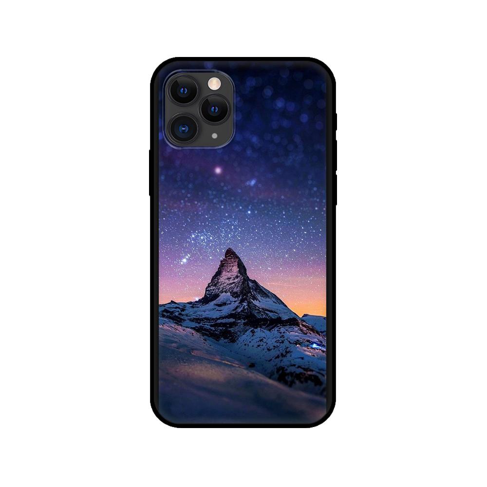 Black tpu case for iphone 5 5s se 2020 6 6s 7 8 plus x 10 XR XS 11 12 mini pro MAX back cover Winter Snow Mountain Scene