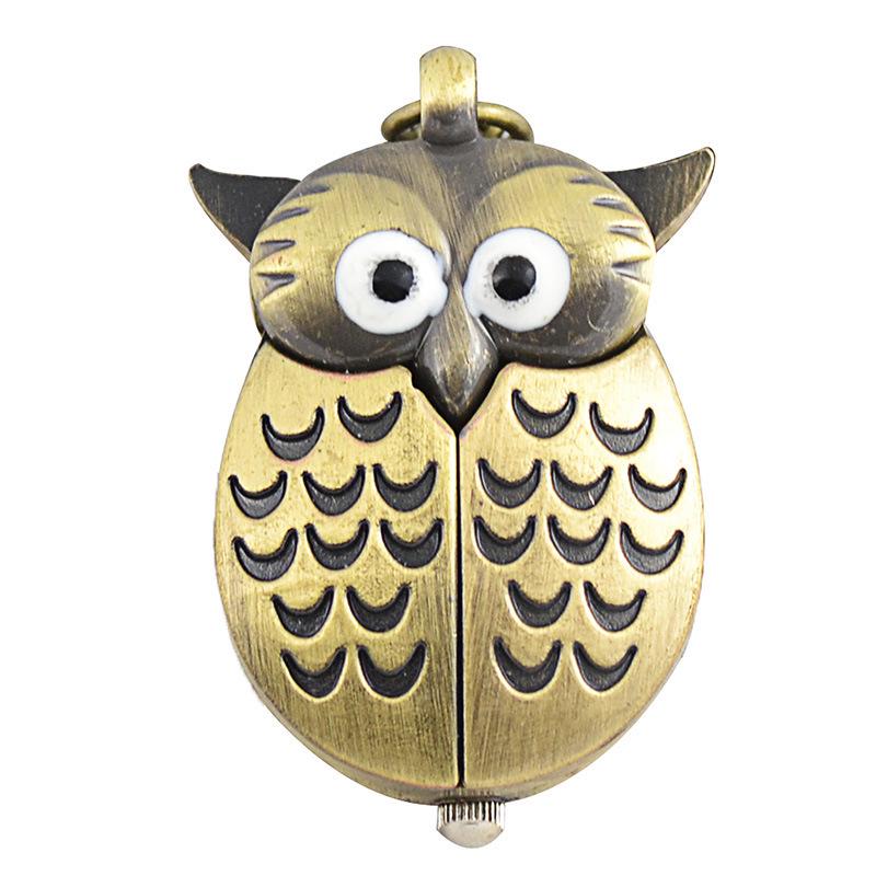 Nostalgic Antique Bronze Owl Pocket Watch with Fine Chain – Small Size (6104)