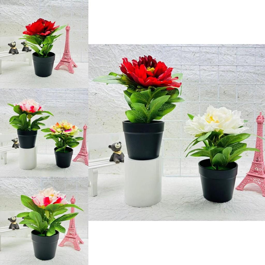 Artificial Peony Flower Pot With Plastic And Silk Material For Home Decor And Living Room Display