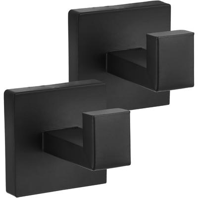 Quadratischer schwarzer Türhaken, SUS 304 Edelstahl Badezimmer Handtuchhaken, mit Schrauben, Wandmontierter quadratischer Bademantelhaken