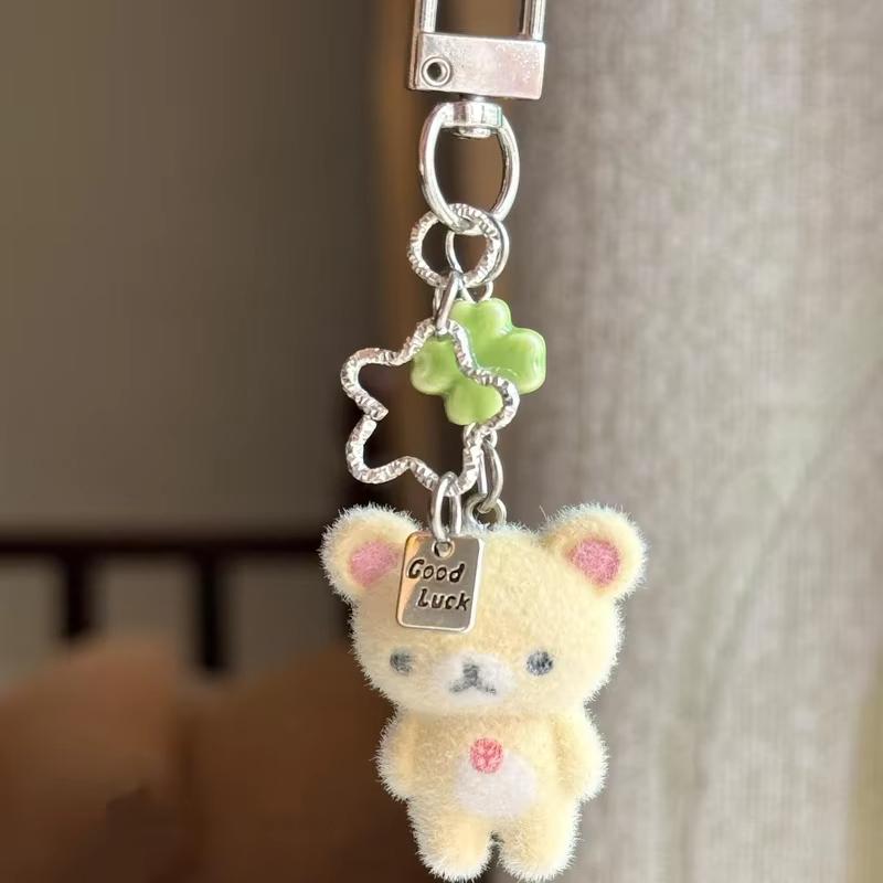 

Fashion Cute Bear Rilakkumas Flocking Pendent Ccd Hanging Rope Phone Charm Keychain Bag Decor Surprise Gift For Gifts белый