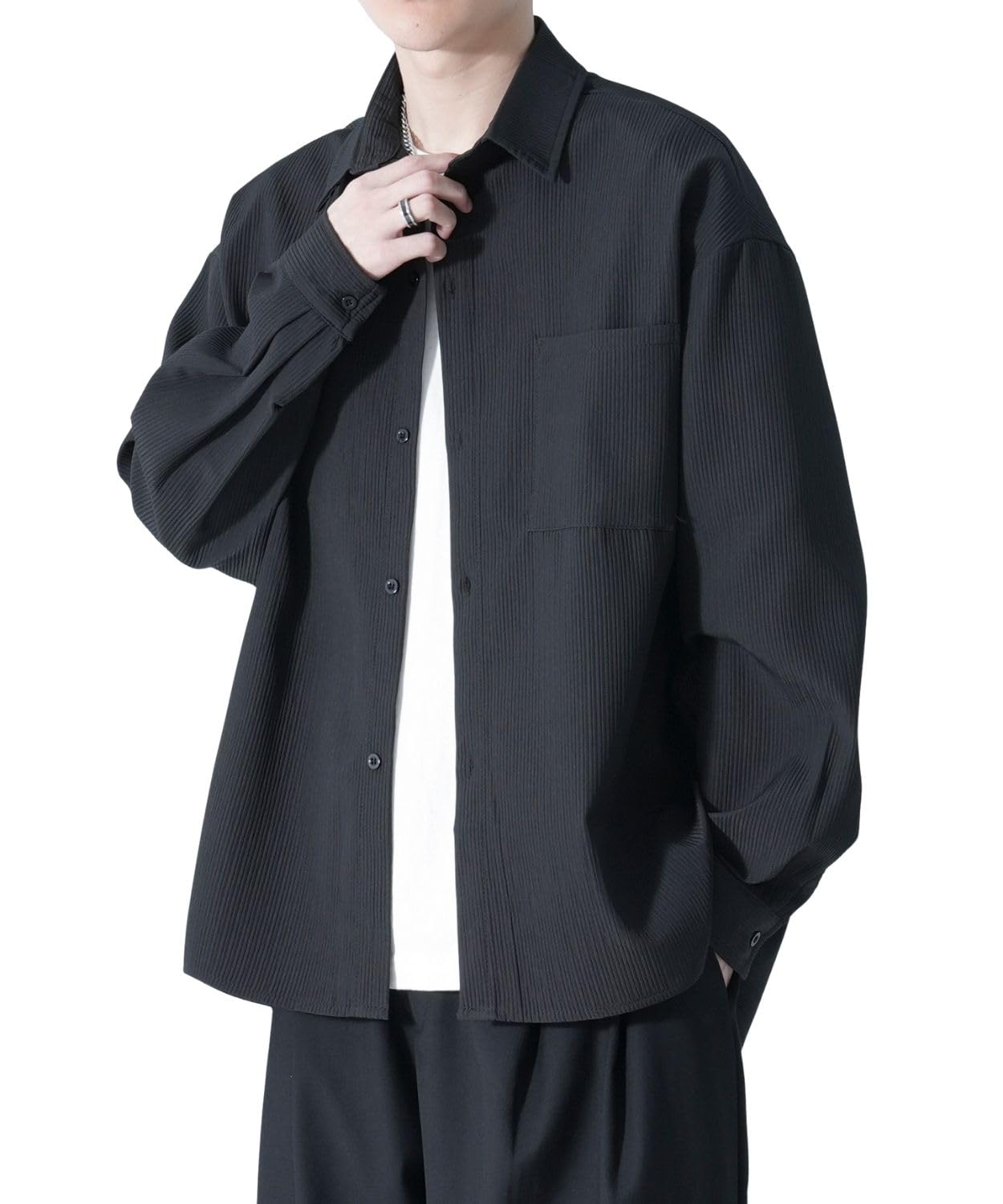 

Сорочка Stilia з довгим рукавом Лід Вільний Великі розміри Однотонна для та Осінь Чоловіча куртка, Шовк, Посадка, Доступно, Повсякденний, Колір, Легкий, Весна, Літо, (JP, чорний