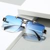 SHAUNA New Square Rimless Sunglasses Women Fashion Clear Ocean Gradient Lens Shades UV400 Retro Rivets Men Sun Glasses