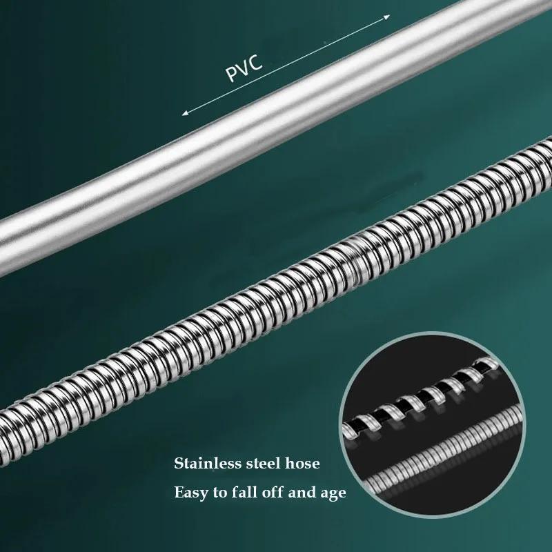 1.5/2m Black PVC Handheld Shower Head Hose Flexible Anti Winding Explosion-proof Water Tube Bathroom Faucet Hose Extension Pipe