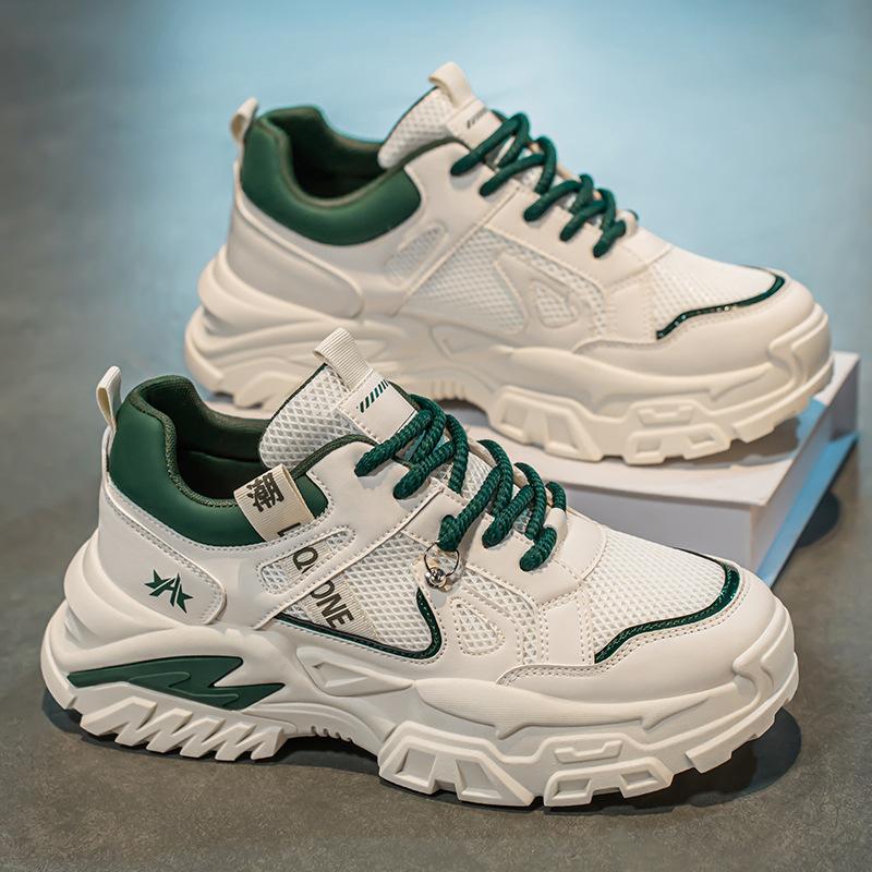 

2025 Новая Повседневная Обувь Мужская Модная Обувь Кроссовки на Толстой Подошве Дышащая Сетка Мужская Обувь для Ежедневной Носки Уличная Обувь для Папы 44 зелёный