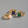 Xia Ling Retro INS Style 18K Gold Plated Natural Stone Open Ring