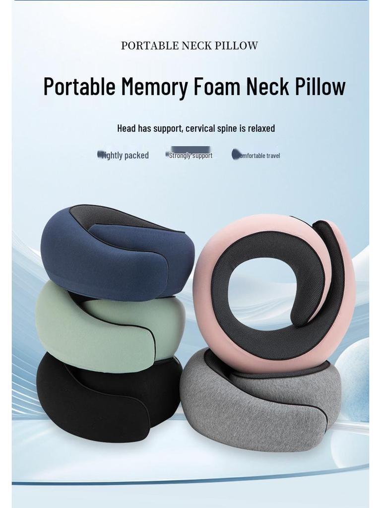 Cross-Border Memory Foam U-Shaped Travel Pillow for Office, Nap, Driving, and Airplane Neck Support.