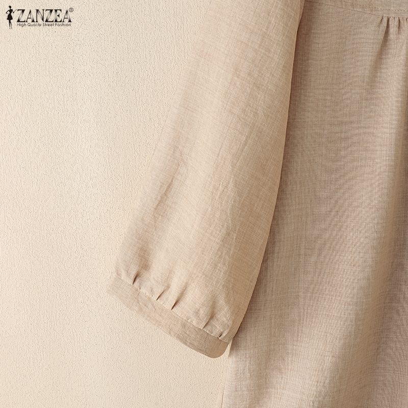 ZANZEA Women Summer Casual Round Neck Half Sleeve Side Lace-up Irregular Blouse