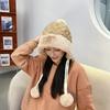 Winter Women's Pullover Three Hair Ball Cute Velvet Thickened Cold Warm Solid Color Knitted Hat