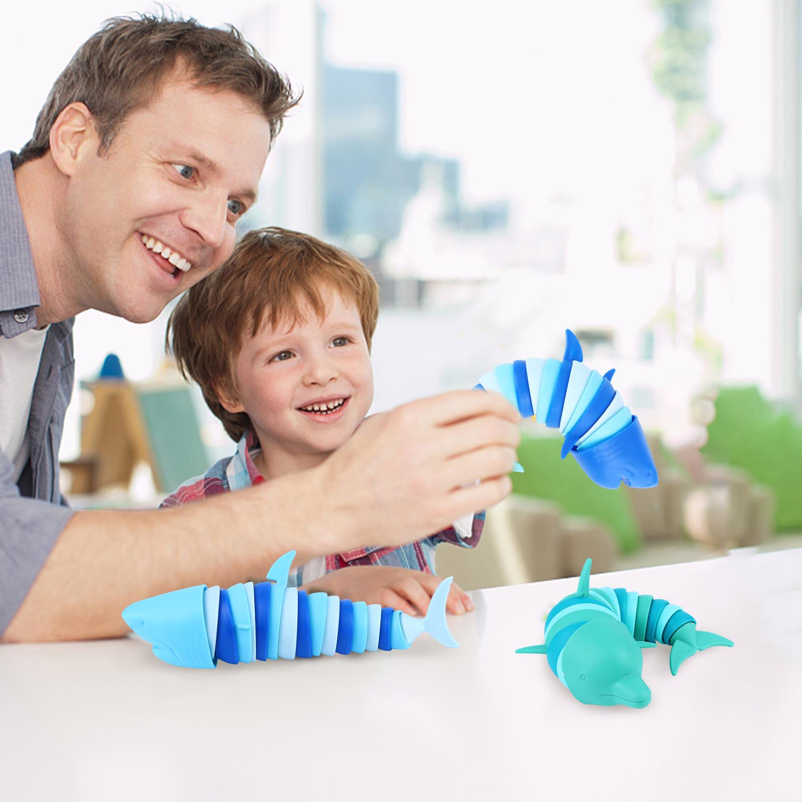 

4 шт. 3D сенсорные игрушки с принтом, шарнирный дельфин, фиджет-игрушка, тянущаяся акула, игрушка для снятия стресса, сенсорное снятие стресса