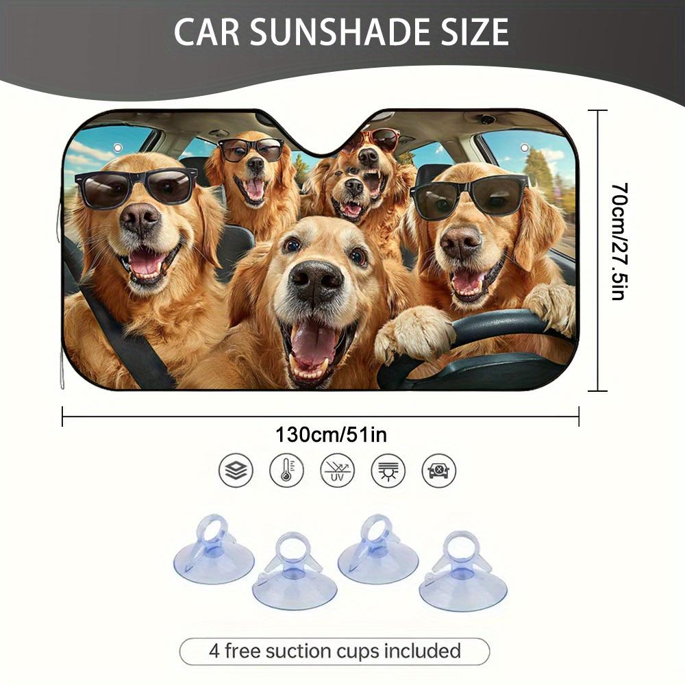 1Pcs Golden Retriever Playtime Car Windshield Sunshade UV Rays Heat Blocker Keeps Vehicle Cool Unique Design Fit Sedans SUVs RVs