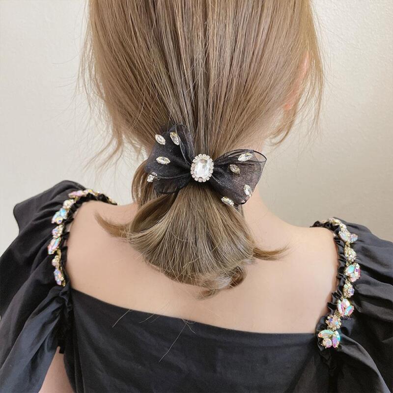 Women's Big Lace Pearl and Cubic Ribbon Hairband
