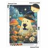 DIY 5D Diamond Painting Kit Cute Mushroom Spirit Black Cat Pattern Full Drill Rhinestone Art Canvas for Home Wall Decoration