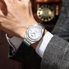 Men's Quartz Business Watch White Luminous Hands Calendar Round Octagonal Bezel 40mm Stainless Steel Japan Movement