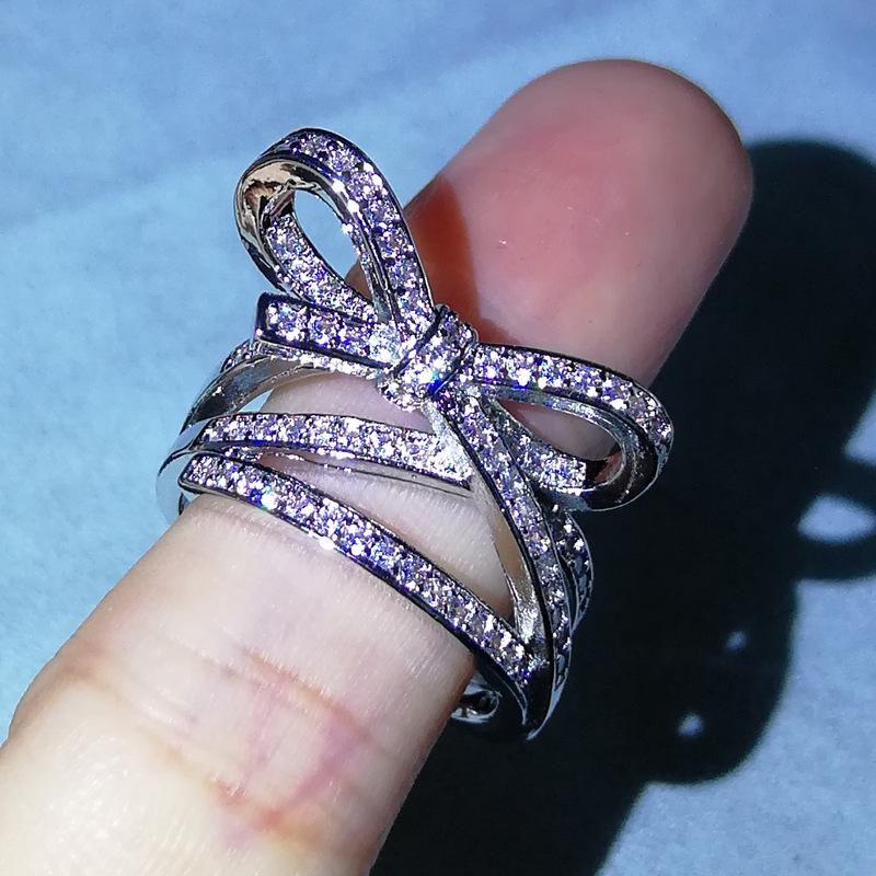 

Женские ювелирные изделия Bow Прямая продажа Креативное кольцо с розовым цирконием Европейская и американская мода Ручная одежда No. 10