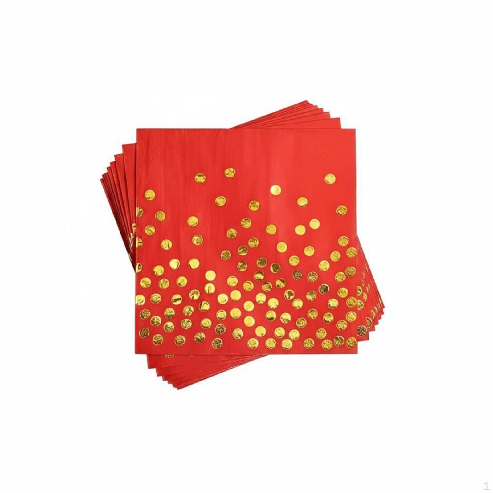 Red Foil Spot Disposable Tableware Set, Party Supplies, Festive Year Decor