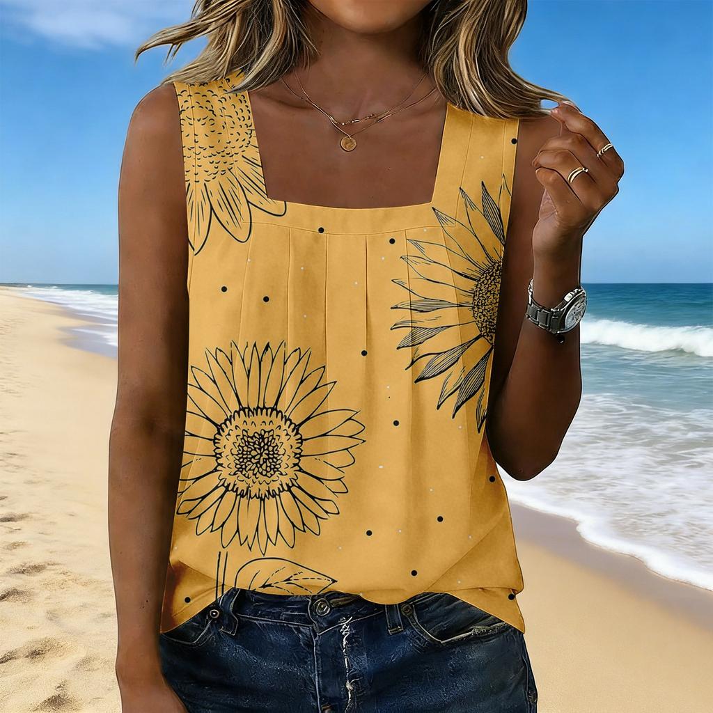 Women's Fashionable Casual Vintage Print Tank Top