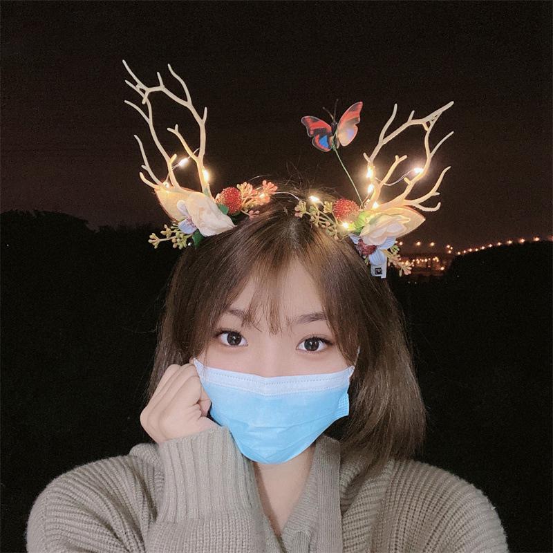 Luminous Hair Accessorie Cute Hairpin Kawaii Headwear Latest Year Headband Accessorie Christmas Decoration For Kids