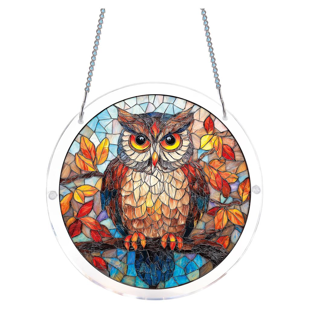 Acrylic Jigsaw Puzzle Suncatcher Window Hanging Ornament with Swan and Water Lily Print for Home and Office Decoration