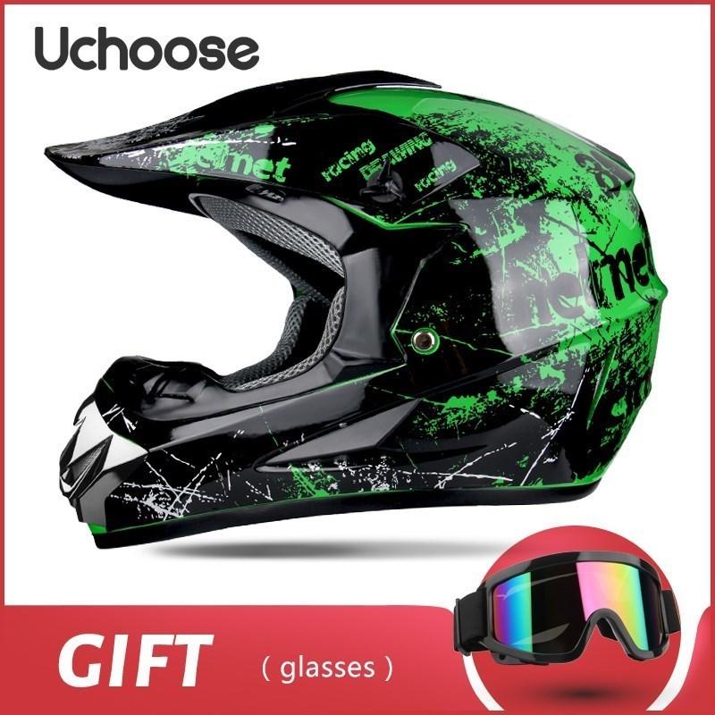 Free Gift Kids Protective Helmet Motocross Motorcycle Moto Bike Full Face Helmet Adult Women Racing Sports Off-road Scooter ATV