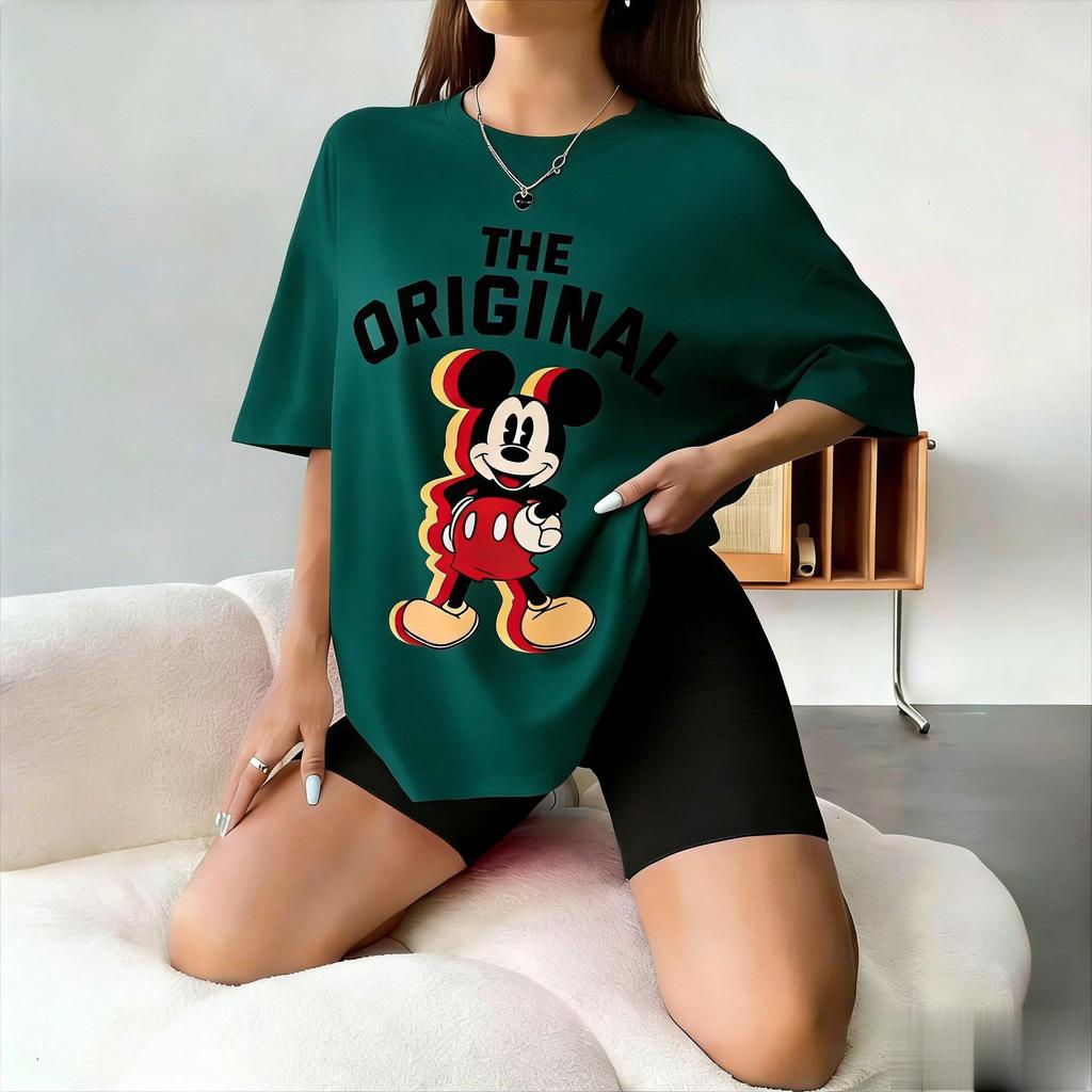 Maglietta Vintage Originale Disney Donna Uomo Oversize Cotone Streetwear Top Estate 2026 Casual T-shirt Stampa Grafica Micky Larga Y2k