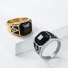 Vintage Classic Masonic Black Gem Ring Ring Men's Niche Literary Brotherhood Stainless Steel Index Finger Ring