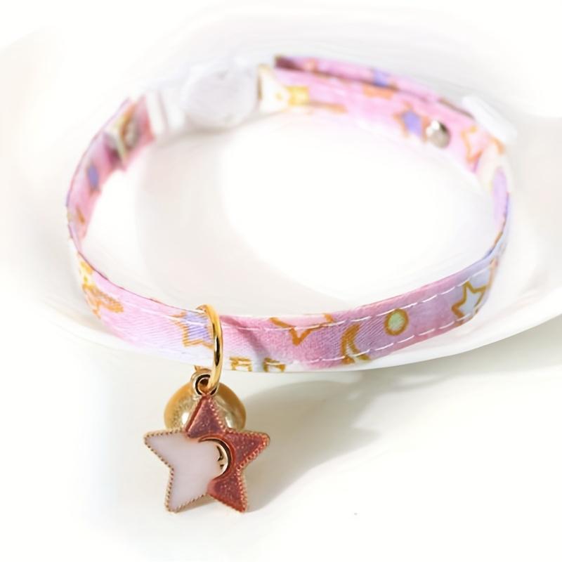 

1 шт. - Персонализированный ошейник с бирками, милый кошачий ошейник с колокольчиками, регулируемый ошейник против потери кошки розовый