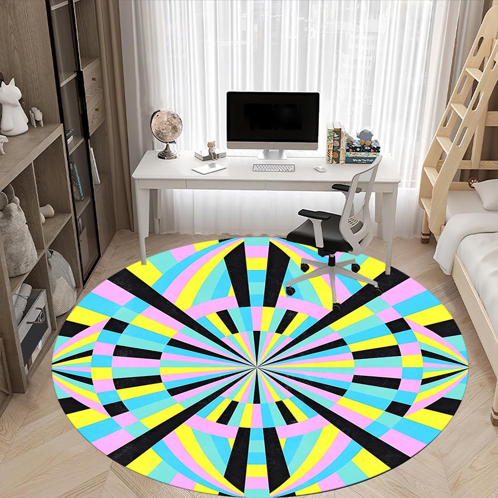1PC Kaleidoscope Pattern Office Round Rug, Non slip, Soft and Durable Office Rug for Interior Decoration, Perfect for Office