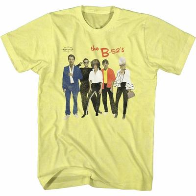 Das B-52's Retro Bandfoto Gelbmeliert Erwachsenen-T-Shirt