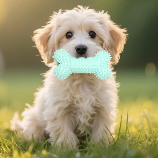 Spiky Bone Dog Chew Toy Puppy Teething Toy Textured Bone Teeth Cleaning Toy for Aggressive Chewers Anxiety Relief