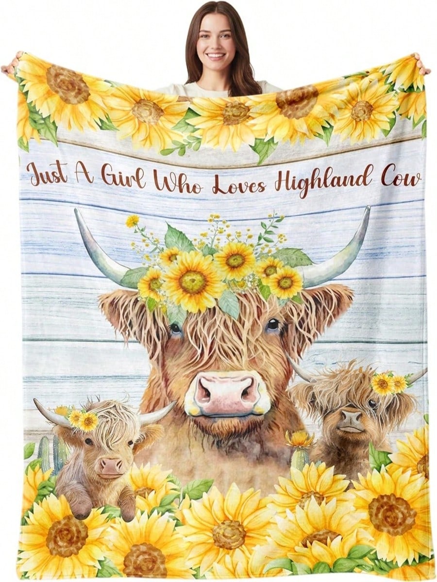 Highland Cow Blanket Throw , Highland Cow Blankets Gift For Teens Adult, Soft Flannel Cozy Blanket 40_x50_ 75X95CM