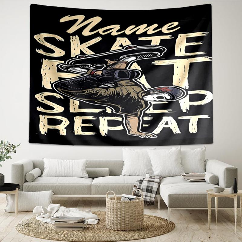 Custom Name skateboard Print Tapestry, Backdrop, Easy Setup, Ideal for Bedroom, Office & Living Room, with Aesthetic Wall Hanging Decor.